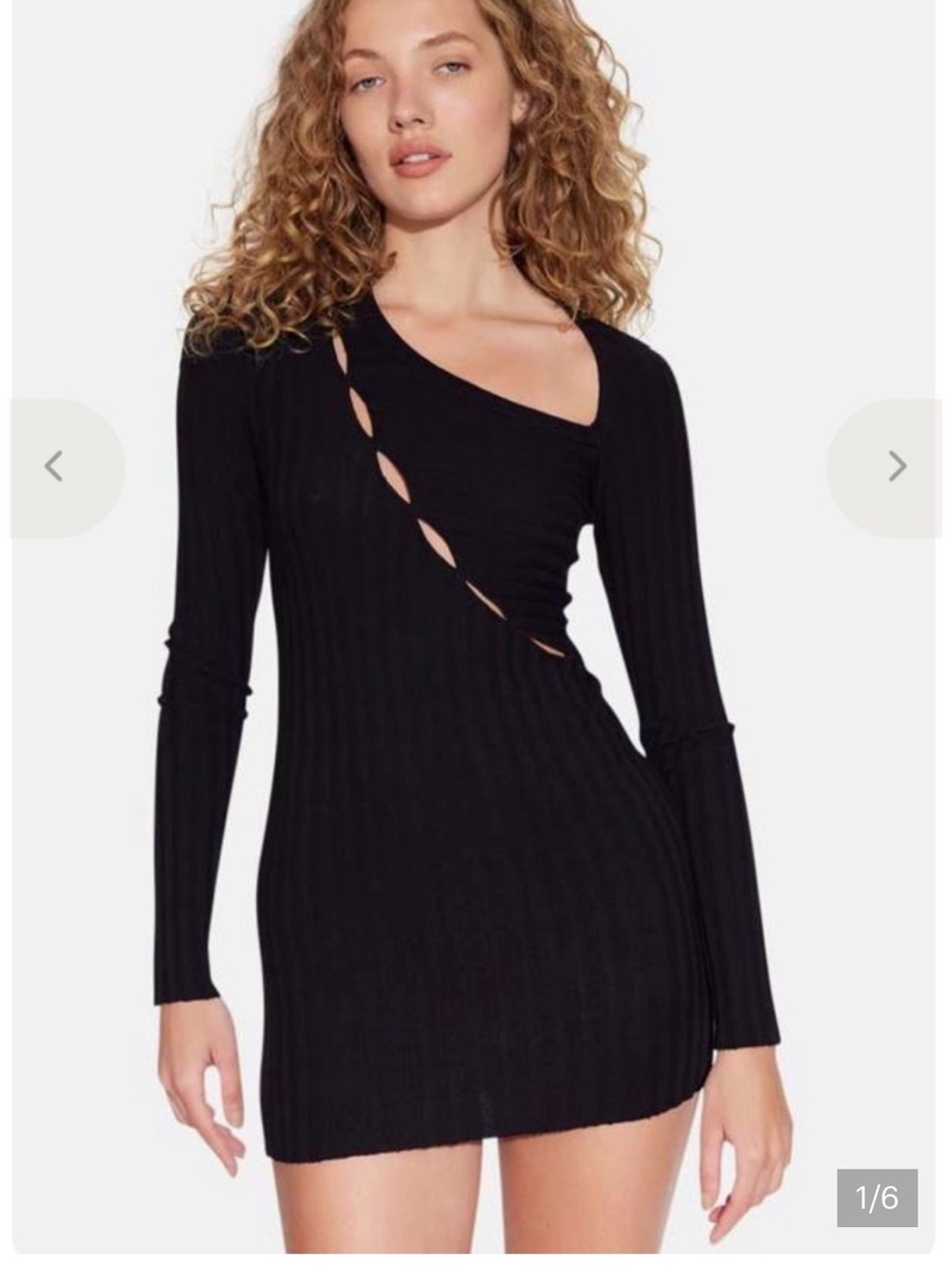 Cotton Citizen Black Ribbed Long Sleeve Cutout dress